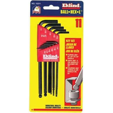 EKLIND Eklind Tool 269-13211 11-Pc Ball End Hex Key Set .050 Inch-1-4 Inch 269-13211